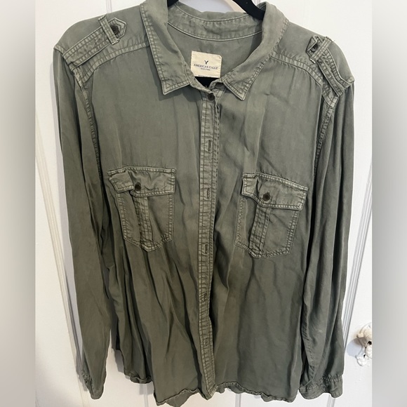 Utility army green button up shirt. XXL - Picture 1 of 2